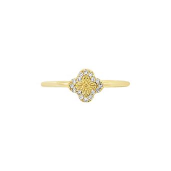 PRIMROSE 14k Gold-Plated Cubic Zirconia Clover Ring