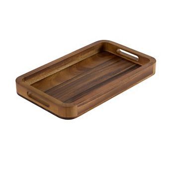 Acacia Wood Serving Tray 15" x 9" Solid Bottom, Durable & Stylish