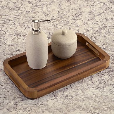 Acacia Wood Serving Tray 15" x 9" Solid Bottom, Durable & Stylish