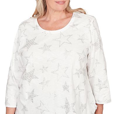 Plus Size Alfred Dunner Star Print Crew Neck Top