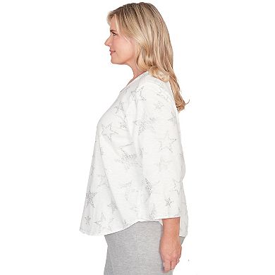 Plus Size Alfred Dunner Star Print Crew Neck Top