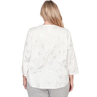 Plus Size Alfred Dunner Star Print Crew Neck Top