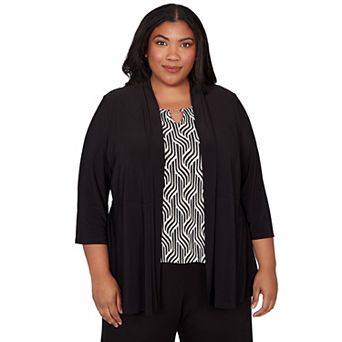 Plus Size Alfred Dunner Border Print Two in One Top
