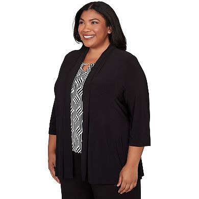 Plus Size Alfred Dunner Border Print Two in One Top