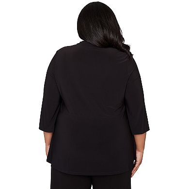 Plus Size Alfred Dunner Border Print Two in One Top