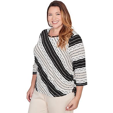 Plus Size Alfred Dunner Embellished Diagonal Textured Stripe Top