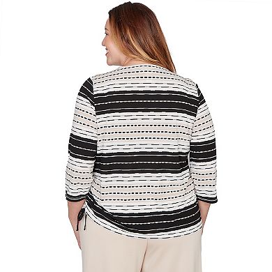 Plus Size Alfred Dunner Embellished Diagonal Textured Stripe Top