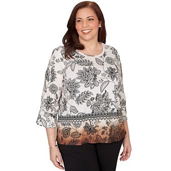 Plus Size Alfred Dunner Ombre Floral Crew Neck Top