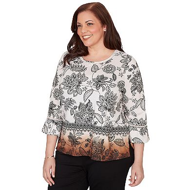 Plus Size Alfred Dunner Ombre Floral Crew Neck Top