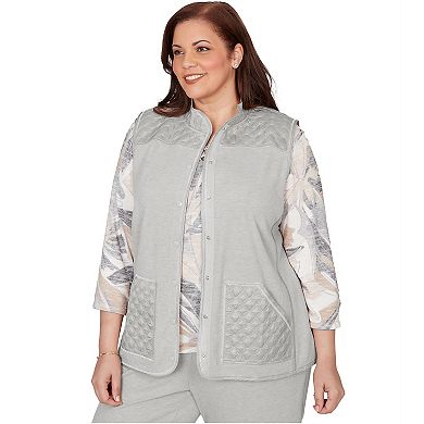 Plus Size Alfred Dunner Quilted Snap Front Vest