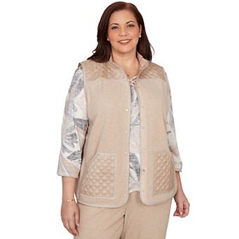 Plus Size Alfred Dunner Quilted Snap Front Vest