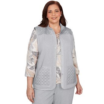 Plus Size Alfred Dunner Quilted Snap Front Vest
