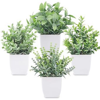 Der Rose 4 Pack Fake Plants Mini Artificial Greenery Potted Plants
