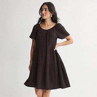 Petite Sonoma Goods For Life® Scoop Neck Tiered Dress