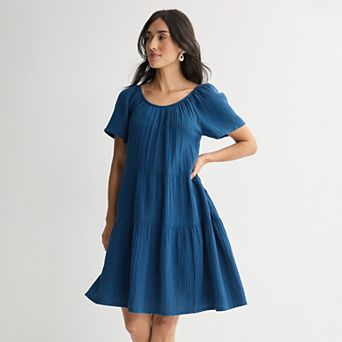 Petite Sonoma Goods For Life® Scoop Neck Tiered Dress