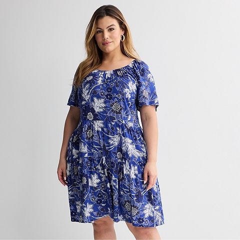 Женские платья Sonoma Goods For Life Plus Size Sonoma Goods For Life® Scoop Neck Tiered Dress