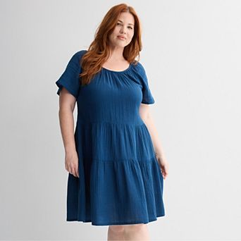 Plus Size Sonoma Goods For Life® Scoop Neck Tiered Dress