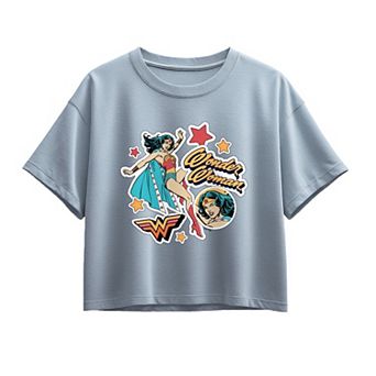 Girls 7-16 Wonder Woman Stickers Boxy Tee