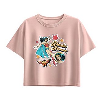 Girls 7-16 Wonder Woman Stickers Boxy Tee