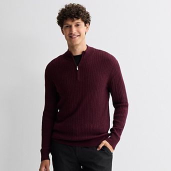 Men's Apt. 9® Merino Blend Mini Cable 1/4 Zip Pullover
