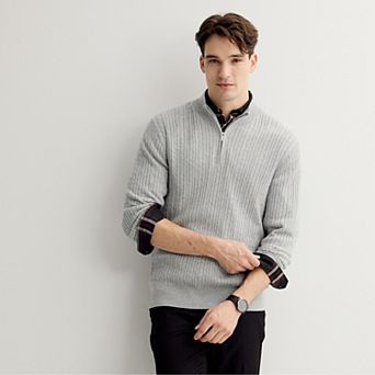 Men's Apt. 9® Merino Blend Mini Cable 1/4 Zip Pullover