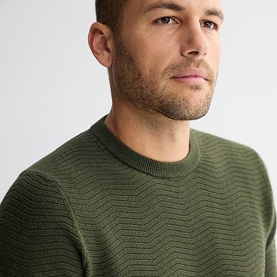 Men's Apt. 9® Herringbone Texture Long Sleeve Crew Sweater
