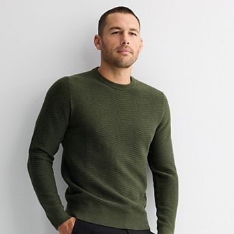 Men's Apt. 9® Herringbone Texture Long Sleeve Crew Sweater