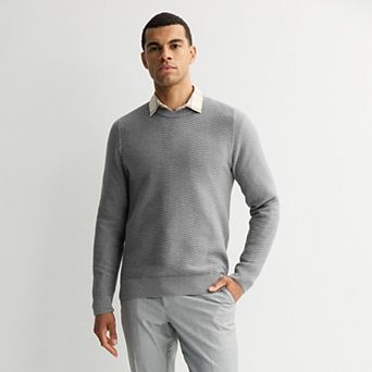 Men's Apt. 9® Herringbone Texture Long Sleeve Crew Sweater
