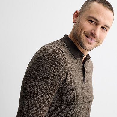 Men's Apt. 9® Long Sleeve Patterned Merino Polo Sweater