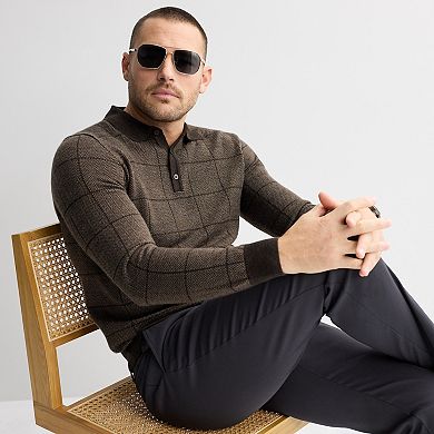 Men's Apt. 9® Long Sleeve Patterned Merino Polo Sweater