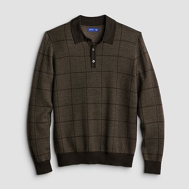 Men's Apt. 9® Long Sleeve Patterned Merino Polo Sweater