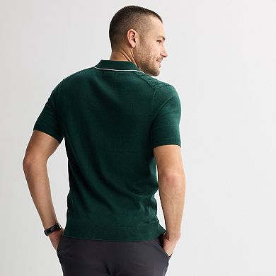 Men's Apt. 9® Short Sleeve Cable Stitch Johnny Collar Sweater