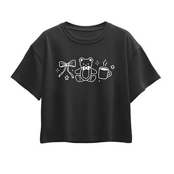 Girls Girl's Teddy Bear & Bow Boxy Graphic Tee