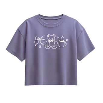 Girls Girl's Teddy Bear & Bow Boxy Graphic Tee