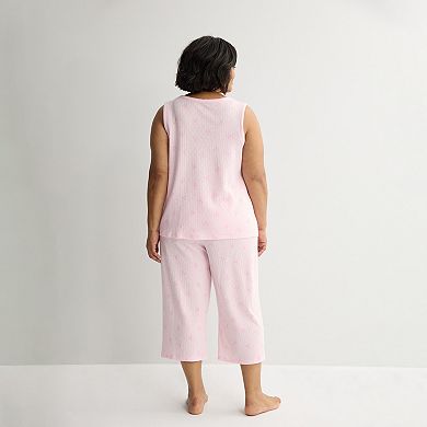 Plus Size Croft & Barrow® Textured Knit Pajama Tank Top & Pajama Shorts Set