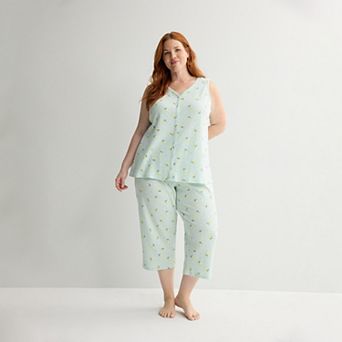 Plus Size Croft & Barrow® Textured Knit Pajama Tank Top & Pajama Shorts Set