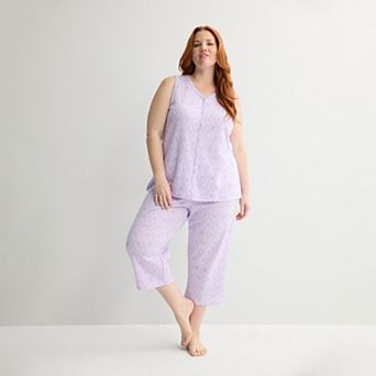 Plus Size Croft & Barrow® Textured Knit Pajama Tank Top & Pajama Shorts Set