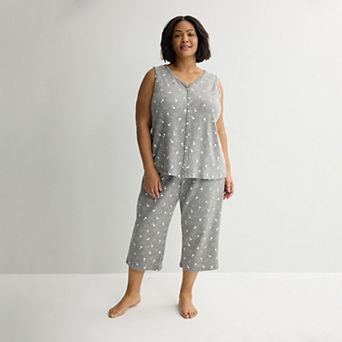 Plus Size Croft & Barrow® Textured Knit Pajama Tank Top & Pajama Shorts Set