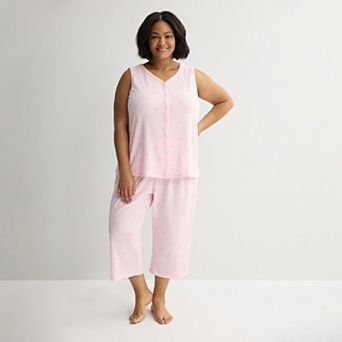 Plus Size Croft & Barrow® Textured Knit Pajama Tank Top & Pajama Shorts Set
