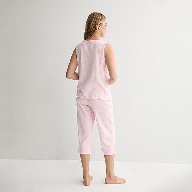 Petite Croft & Barrow® Textured Knit Pajama Tank Top & Pajama Bottoms Set