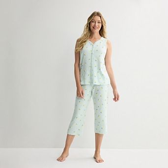 Petite Croft & Barrow® Textured Knit Pajama Tank Top & Pajama Bottoms Set