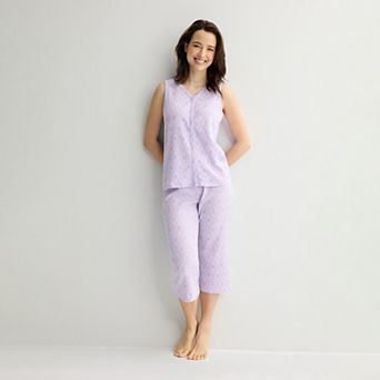 Petite Croft & Barrow® Textured Knit Pajama Tank Top & Pajama Bottoms Set