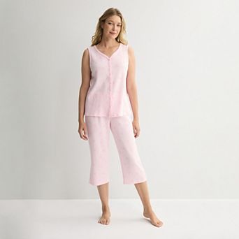 Petite Croft & Barrow® Textured Knit Pajama Tank Top & Pajama Bottoms Set