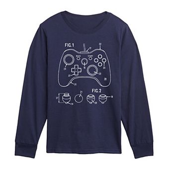 Boys 8-20 Game Controller Diagram Long Sleeve Graphic Tee