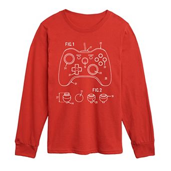Boys 8-20 Game Controller Diagram Long Sleeve Graphic Tee