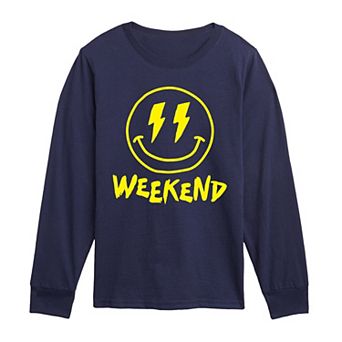 Boys 8-20 Weekend Smile Face Long Sleeve Graphic Tee