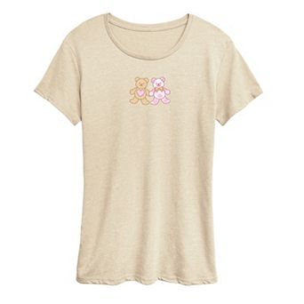 Women's Teddy Bear Pair Heart Short Sleeve Tee
