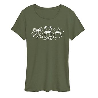 Women's Teddy Bear & Bow Graphic Tee