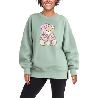 Women's Teddy Bear Oversized Fleece Crew Sweatshirt