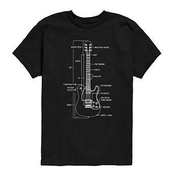 Boys 8-20 Electric Guitar Diagram Graphic Tee